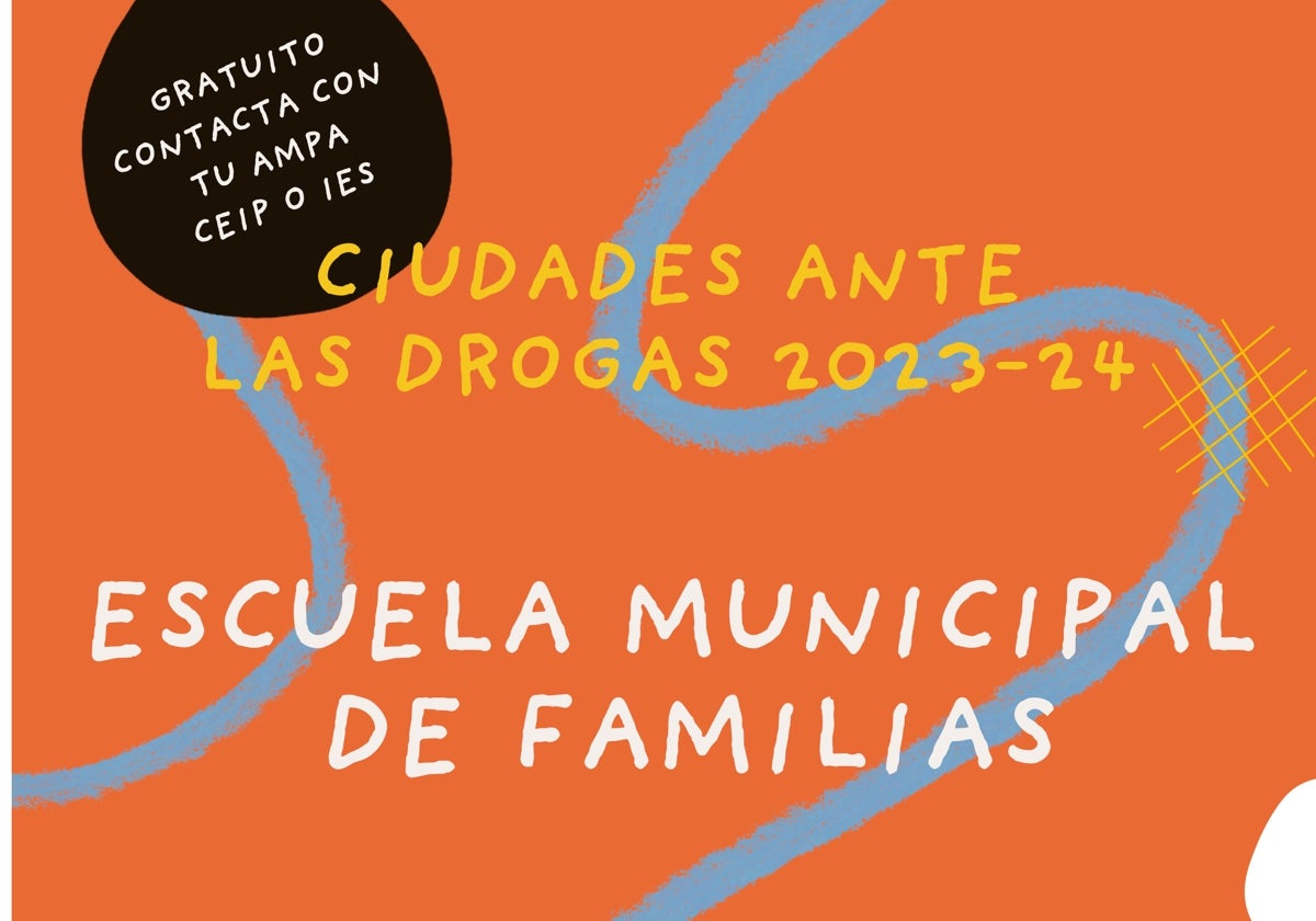 Cartel de la Escuela Municipal de Familias.