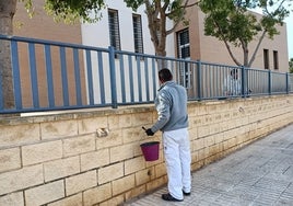Un operario municipal en tareas de mantenimiento.