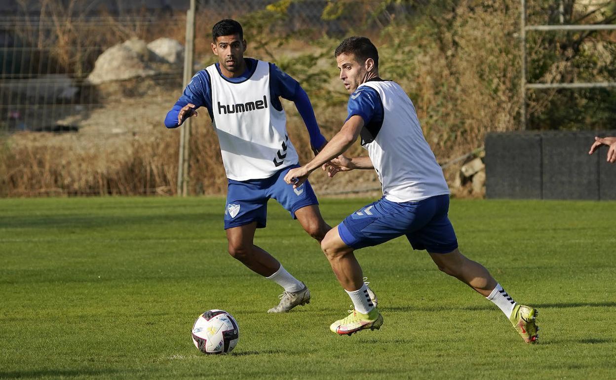 Juanfran Moreno, en un entrenamiento con el Málaga durante la media temporada que ha durado su estadía en el equipo.