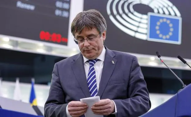 Carles Puigdemont, tras una intervención en el Parlamento Europeo. 