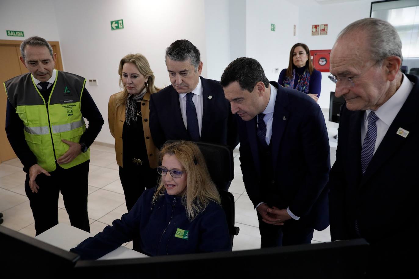 Una imagen tomada durante el acto de inauguración de la nueva sede del 112 en Málaga. 