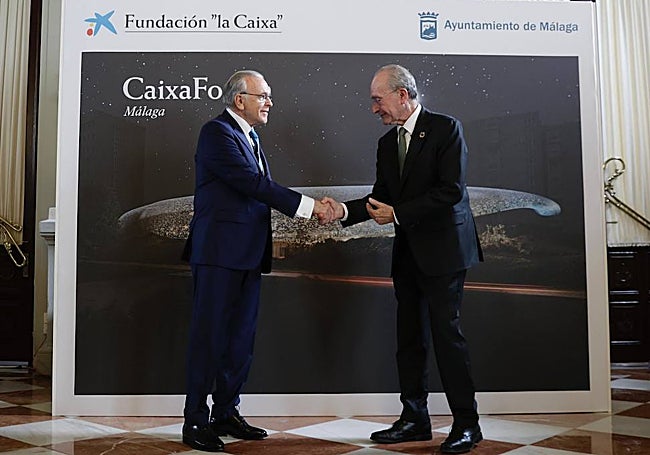 Isidro Fainé y Francisco de la Torre, en la presentación del proyecto en Málaga.