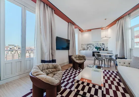 Interior de uno de los nuevos apartamentos de Soho en la Gran Vía de Madrid.