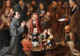 'San Diego de Alcalá dando de comer a los pobres', cuadro de Murillo pintado en 1645.