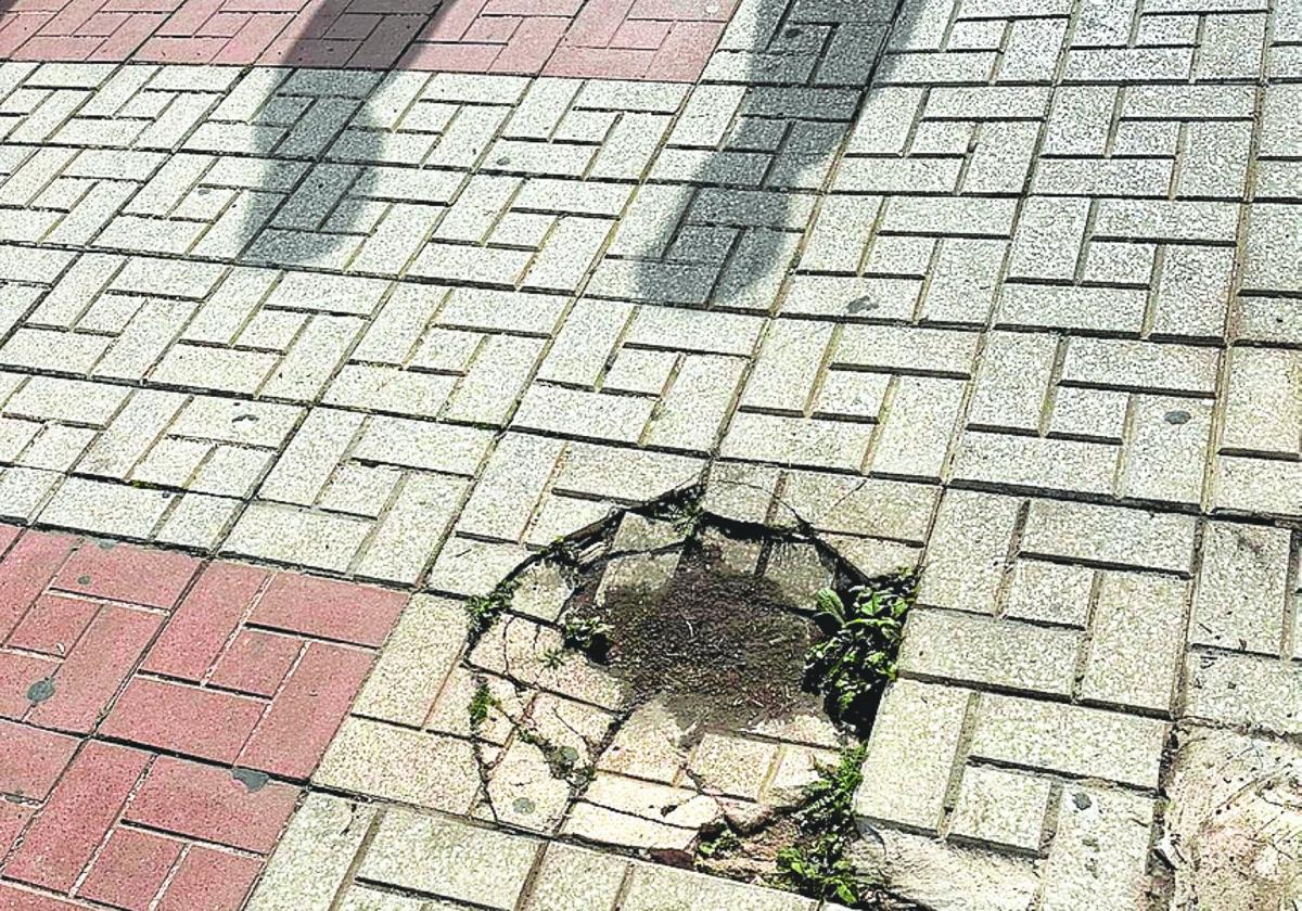 Socavón en la calle Doctor Miguel Díaz Recio.