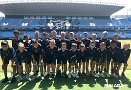 Jóvenes integrantes del club Avalanche de Salt Lake City (Utha, Estados Unidos) en una visita a La Rosaleda en 2019.