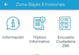 Captura de la aplicación que informa sobre la Zona de Bajas Emisiones.