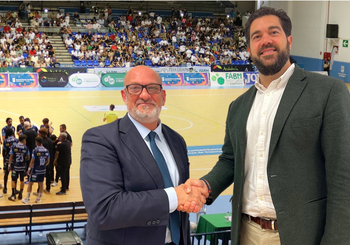 El presidente del club, Alberto Camas, y el concejal de Deportes del Ayuntamiento, Borja Vivas.