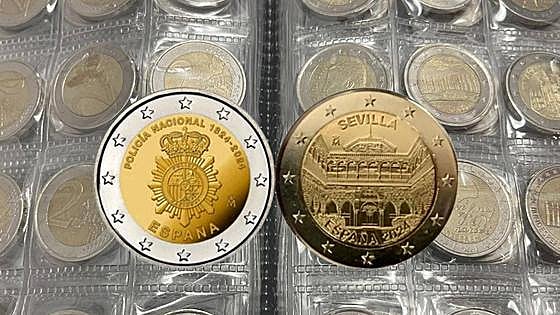 Las nuevas monedas de 2 euros de la Policía Nacional y de Sevilla de España ya tienen fecha de puesta en circulación