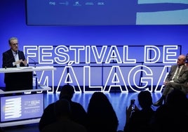 Presentación del 27 Festival de Málaga en el Echegaray, con Juan Antonio Vigar.