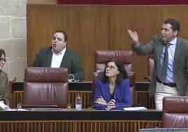 El diputado del PSOE Rafael Márquez protesta contra el presidente de la Cámara.