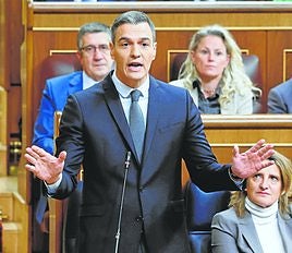 Pedro Sánchez, el miércoles en la sesión del Congreso de los Diputados. efe