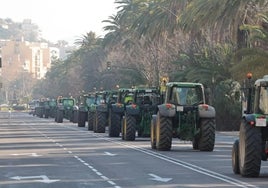 Una imagen de los tractores entrando en el Paseo del Parque, el pasado 21 de febrero.