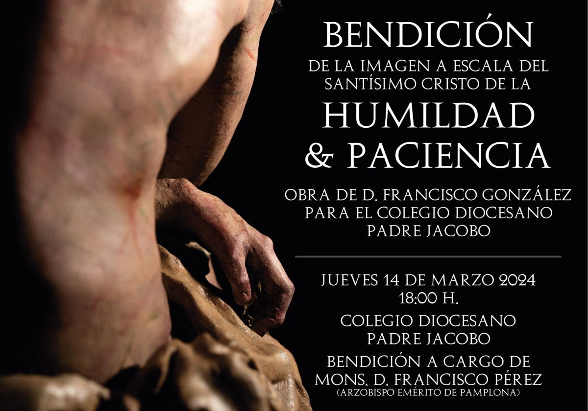 Cartel de la bendición del nuevo Cristo del colegio Padre Jacobo.