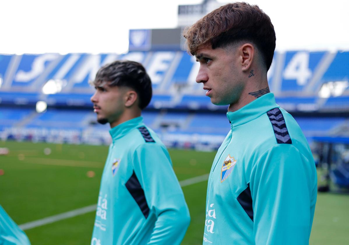 El jugador del Málaga Javier Avilés en un entrenamiento reciente en La Rosaleda.