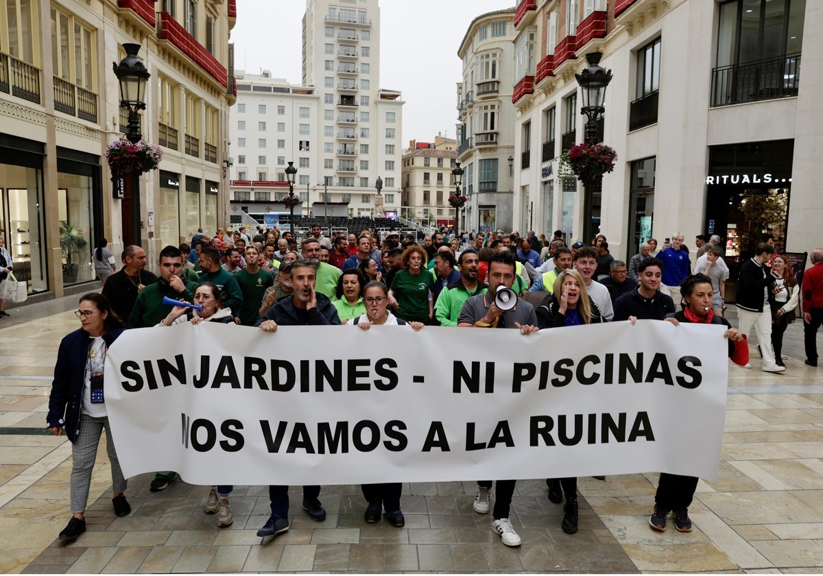 Participantes en la manifestación celebrada este jueves en el centro de Málaga.