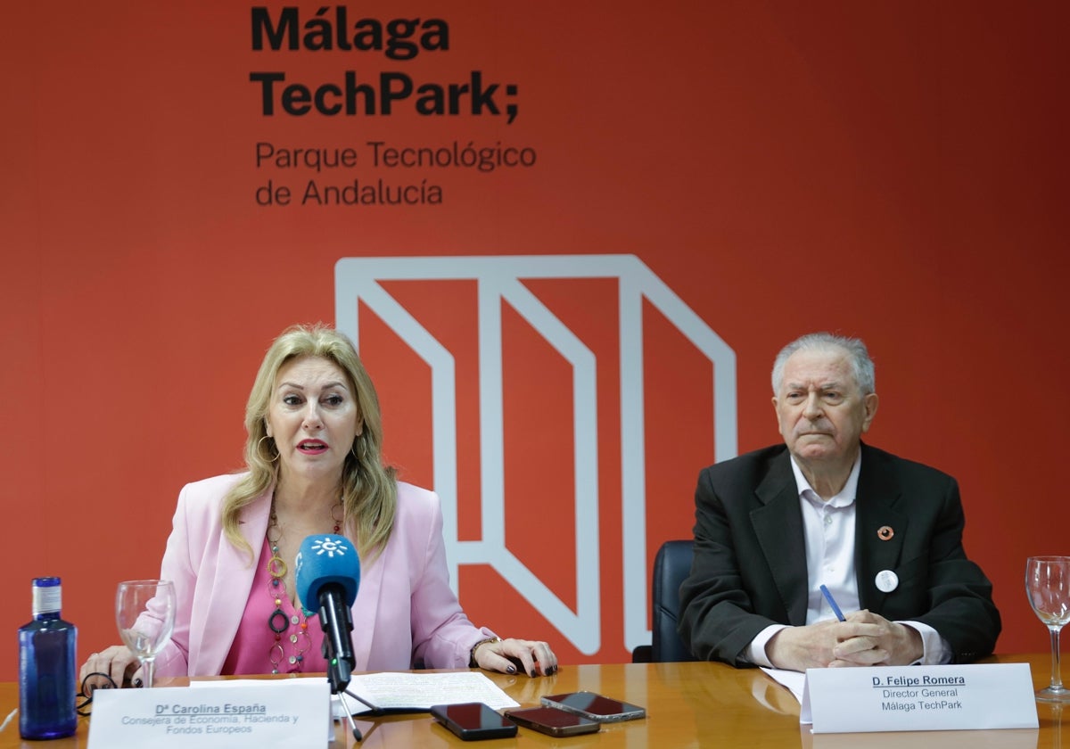 Carolina España y Felipe Romera, presidenta y director general de Málaga TechPark.