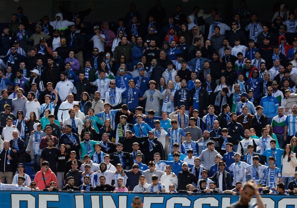 Los malaguistas en La Rosaleda.