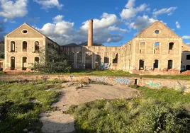 Imagen de los edificios principales de la antigua fábrica azucarera de Maro, repletos de grafitis.