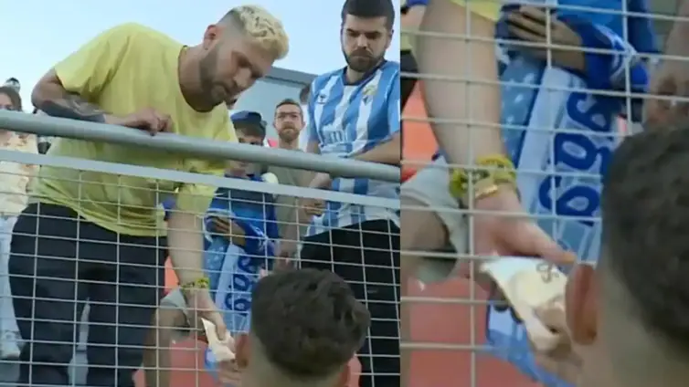 El jugador del Málaga Dani Lorenzo le vende su camiseta a un aficionado por 50 euros: «El club nos las cobra, pero no debería de haberlo cogido»