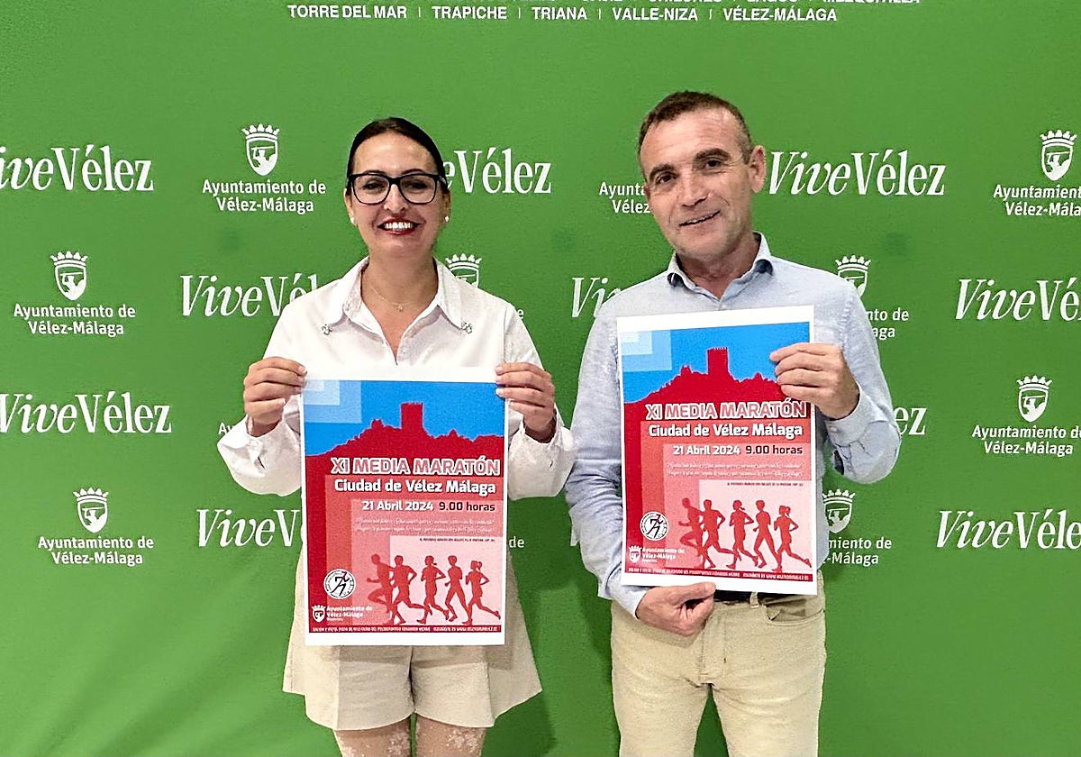 Rocío Ruiz y Juan Carlos Gómez, concejala de Deportes y presidente del Atletismo Vélez, respectivamente.