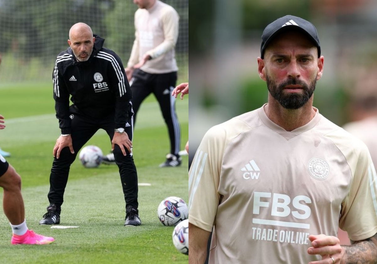 Enzo Maresca y Willy Caballero, esta temporada con el Leicester City.