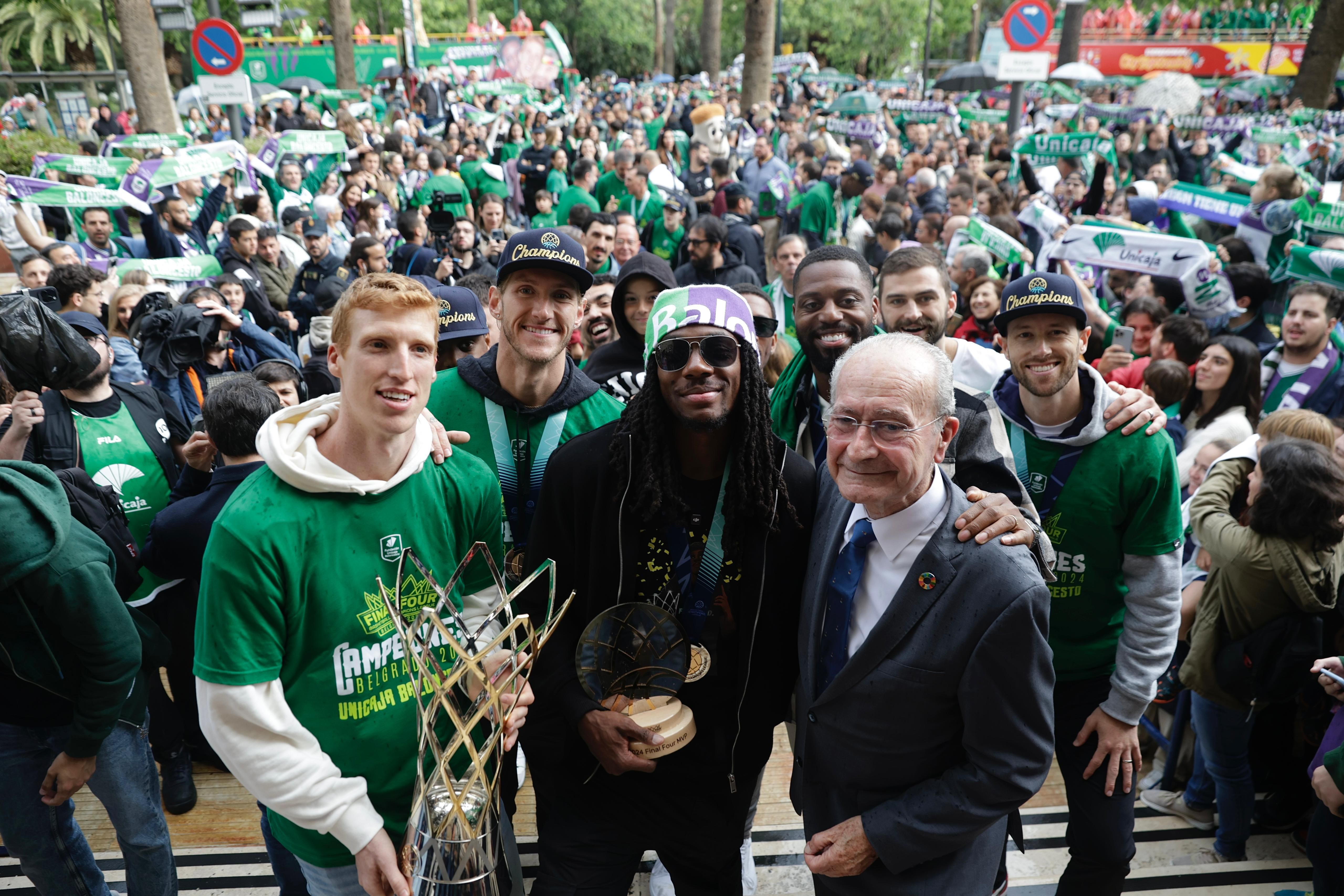 El Unicaja celebra el título de la Champions League en Málaga