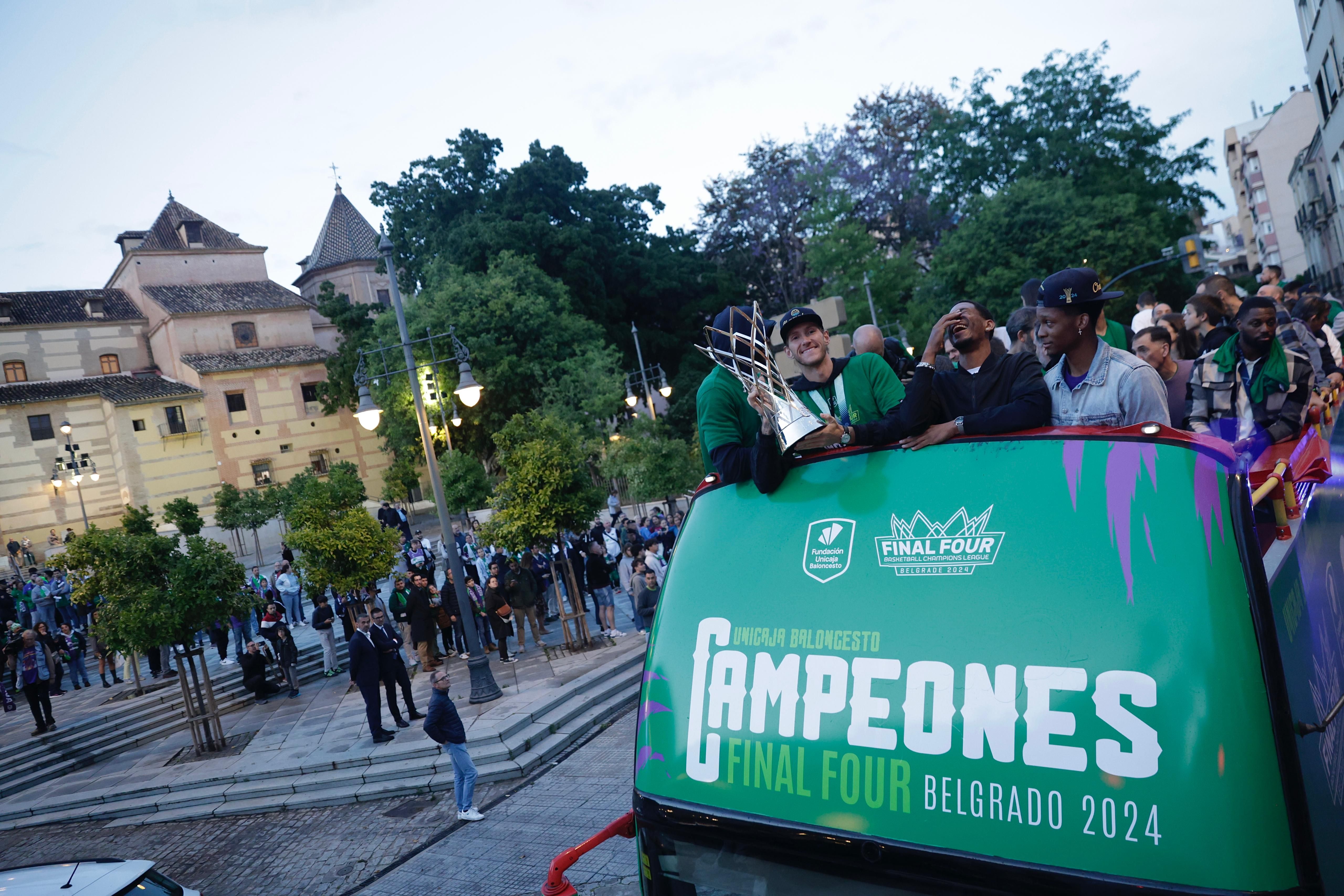 El Unicaja celebra el título de la Champions League en Málaga