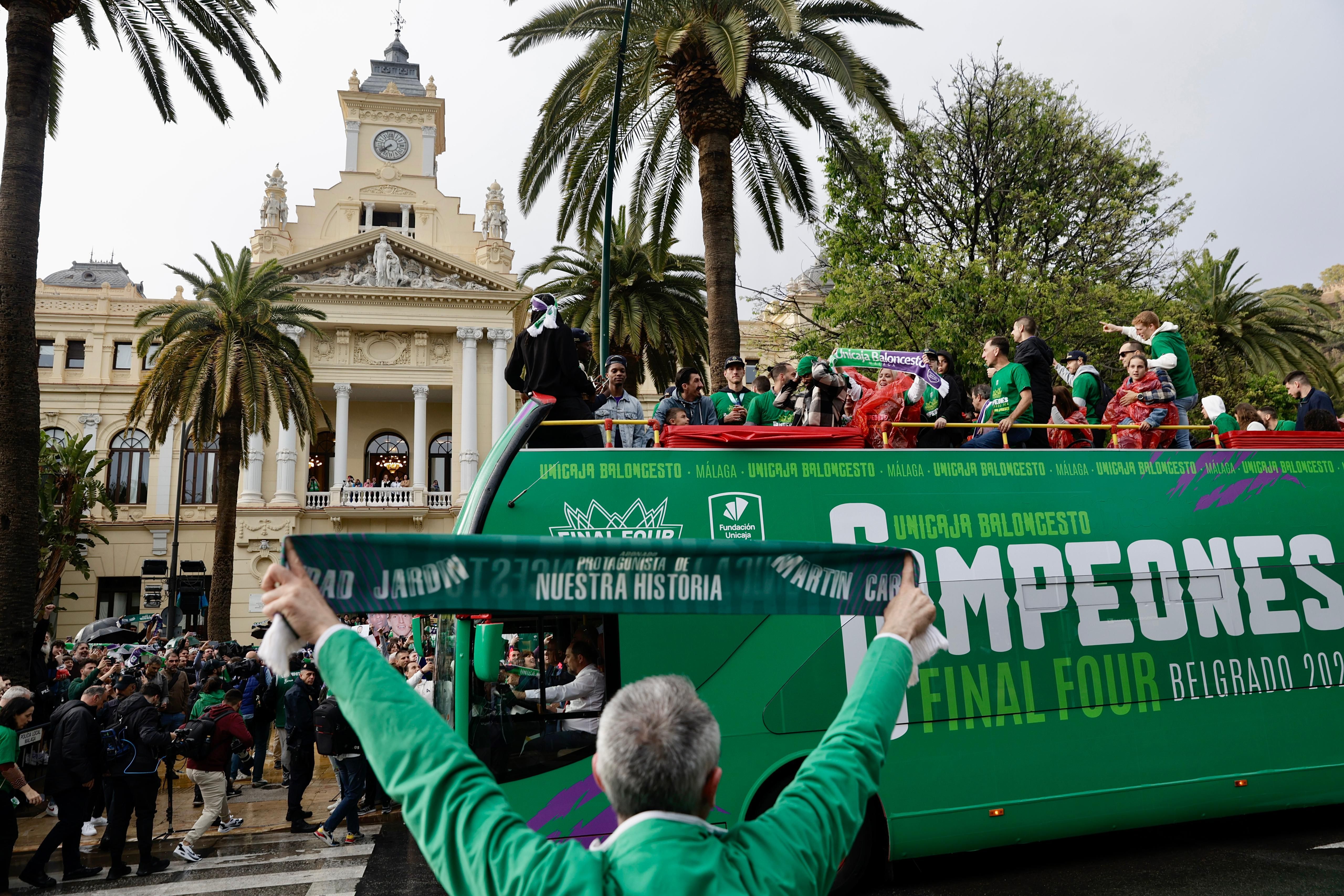 El Unicaja celebra el título de la Champions League en Málaga