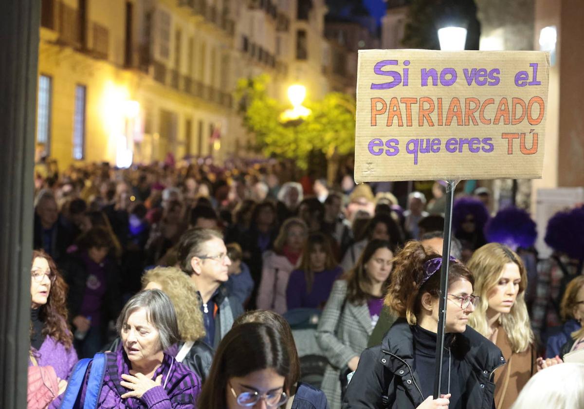 Pancarta en la manifestación del 8M en Málaga.