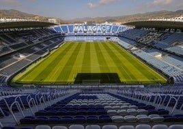 Panorámica del estadio de La Rosaleda, la casa del Málaga.