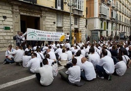 Concentración de trabajadores de Isofotón contra el ERE ejecutado en 2013.