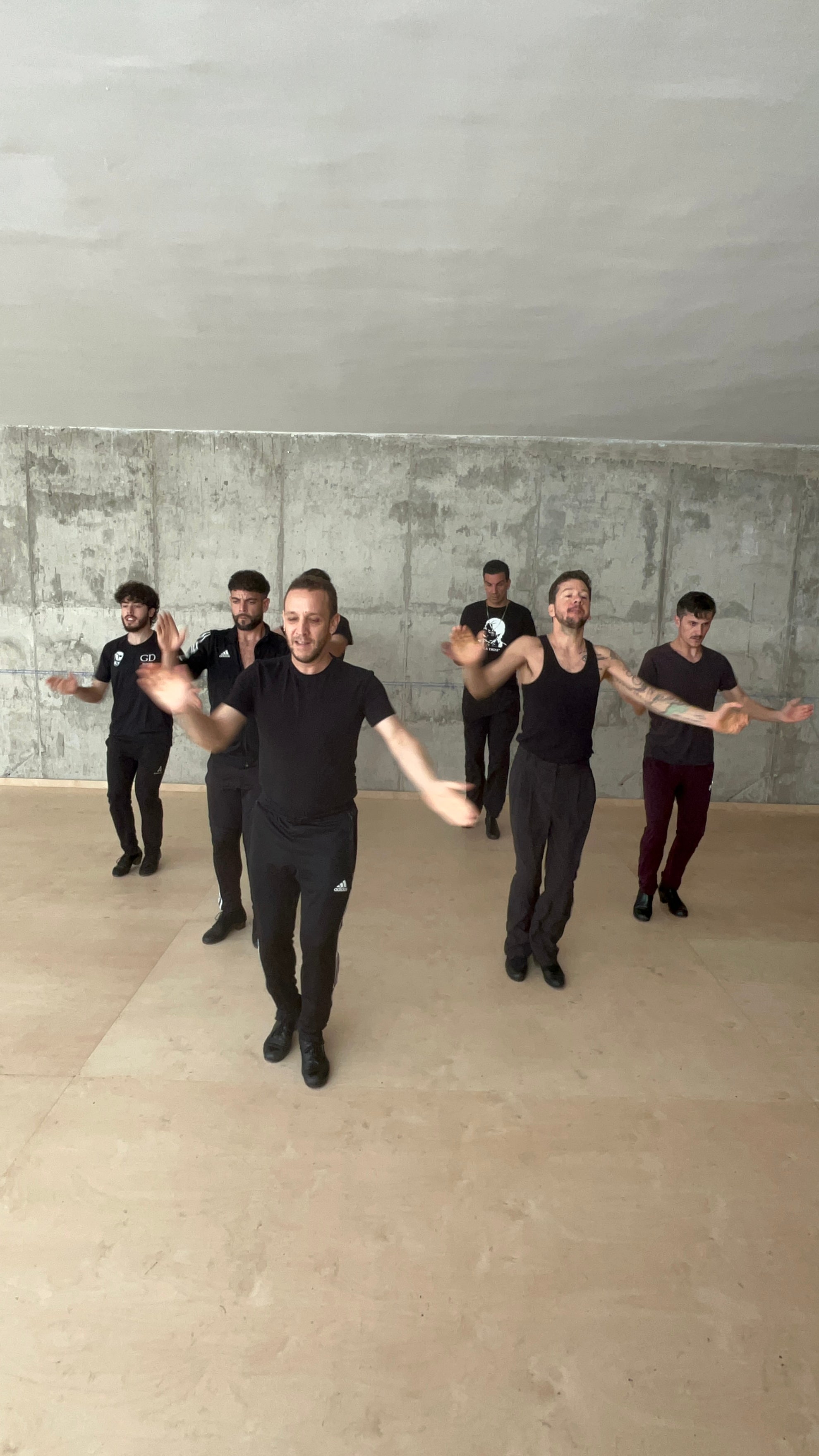 Imagen secundaria 1 - Arriba, Manuel Marín, director de Flamenco Festival, y Manuel Liñán, este viernes en Torrox; abajo a la izquierda y a la derecha, dos imágenes del ensayo celebrado en la residencia, en una vivienda rural de la localidad axárquica.