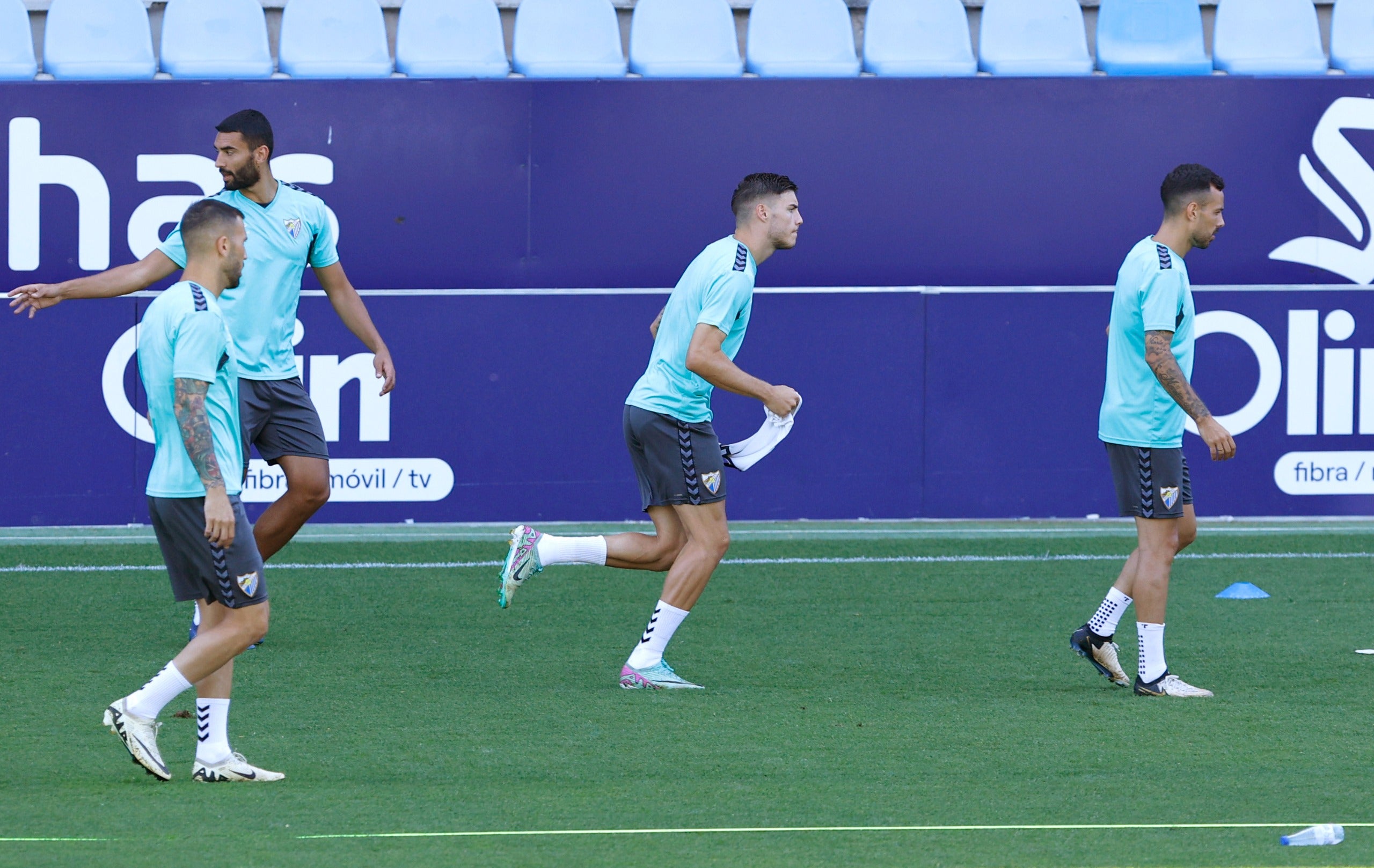 Roberto realiza una carrera durante el entrenamiento de este miércoles.