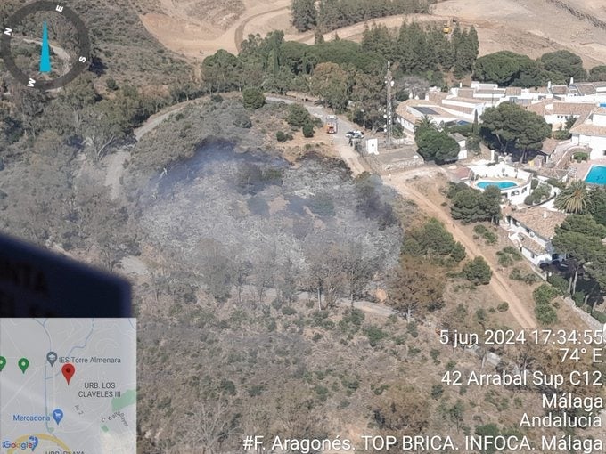 Declarado un incendio forestal en Las Lagunas de Mijas