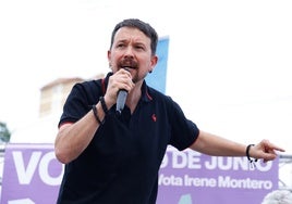 Iglesias, este jueves en un mitin en el Parque Huelin de la capital.