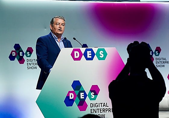 El consejero Antonio Sanz, en el Digital Enterprise Show, que se celebra en Málaga.