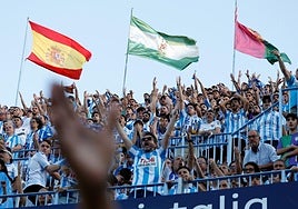 Aficionados del Málaga viven con intensidad el partido del pasado sábado en La Rosaleda.