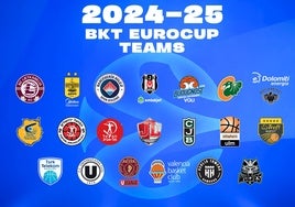 Escudos de los 20 equipos que disputarán la Eurocup.