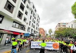 Uno de los actos de protesta de los trabajadores de Acerinox en los más de cuatros meses de conflicto.