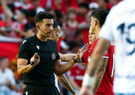 Mallo Fernández, ascendido a Segunda, en el partido del sábado ante el Málaga.