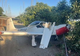 Imagen de la avioneta siniestrada este lunes cerca del aeródromo veleño.