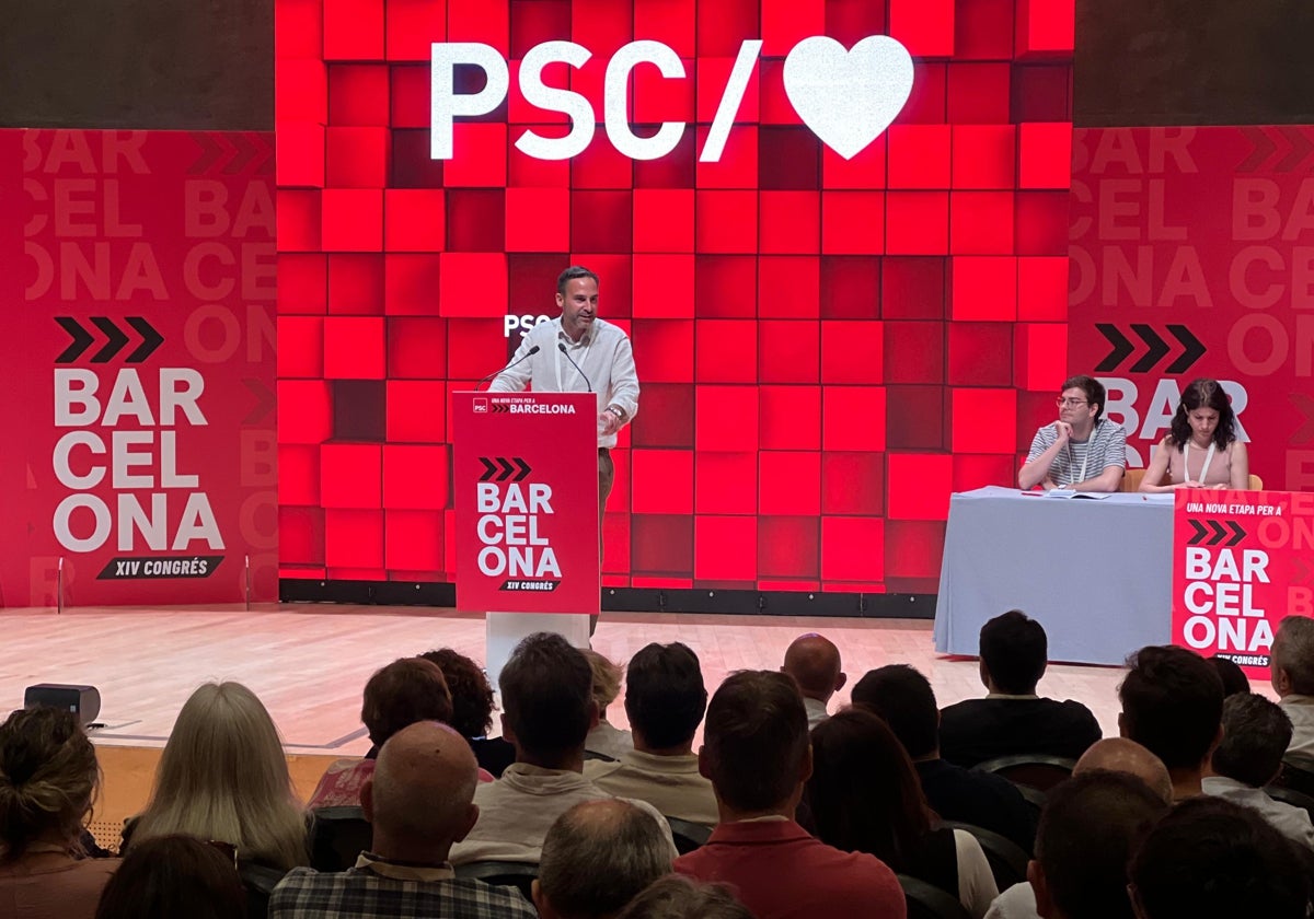 Dani Pérez, en su intervención en el congreso del PSC de Barcelona.