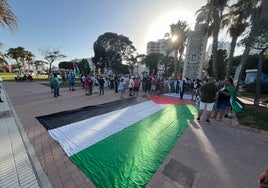 Manifestación pro Palestina, en la tarde de este miércoles en Torre del Mar.