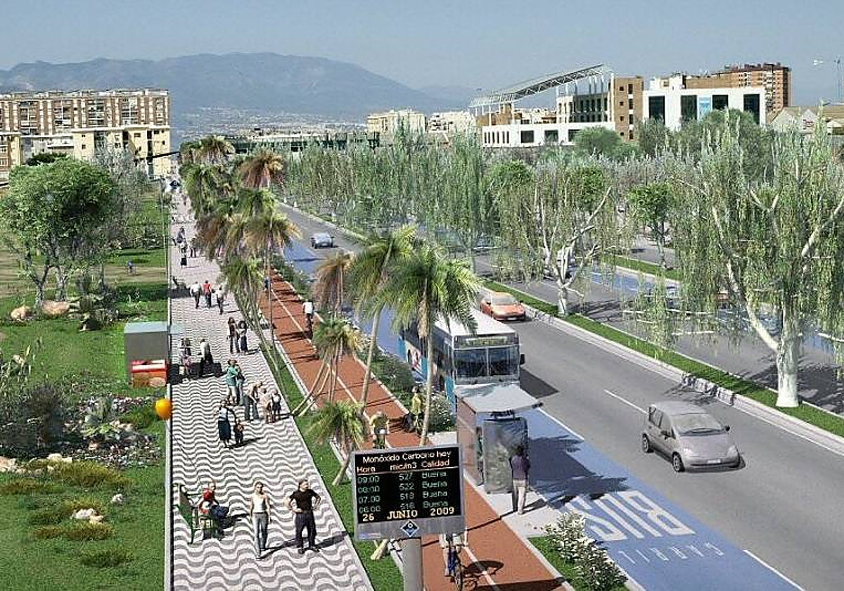 Recreación realizada años atrás del proyecto del bulevar sobre el pasillo que dejó el soterramiento del AVE.