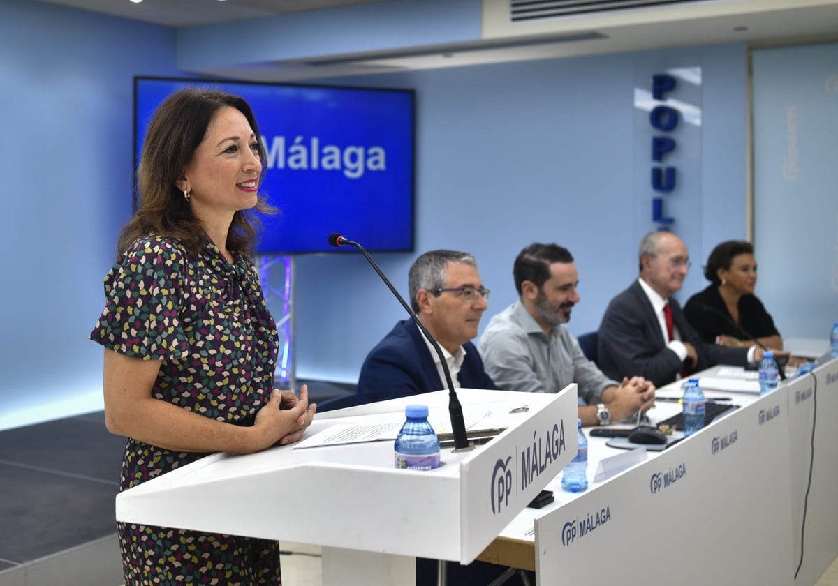 Patricia Navarro, esta mañana en la sede del PP.