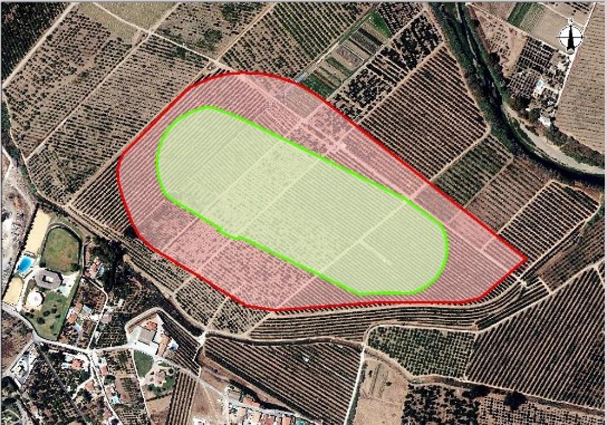 Recreación sobre la parcela del cambio de huella de la futura EDAR Norte.