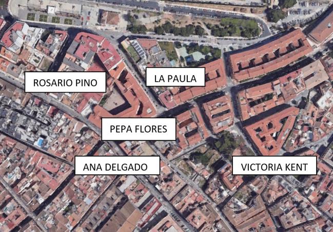 Plano que indica la proximidad de las casas natales.