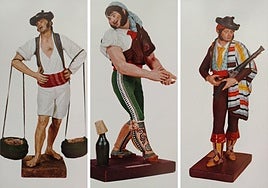 De izquieda a derecha, Cenachero; bailaor. José Vilches, y contrabandista.