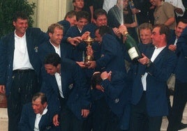 Celebración del equipo europeo, campeón en Valderrama.